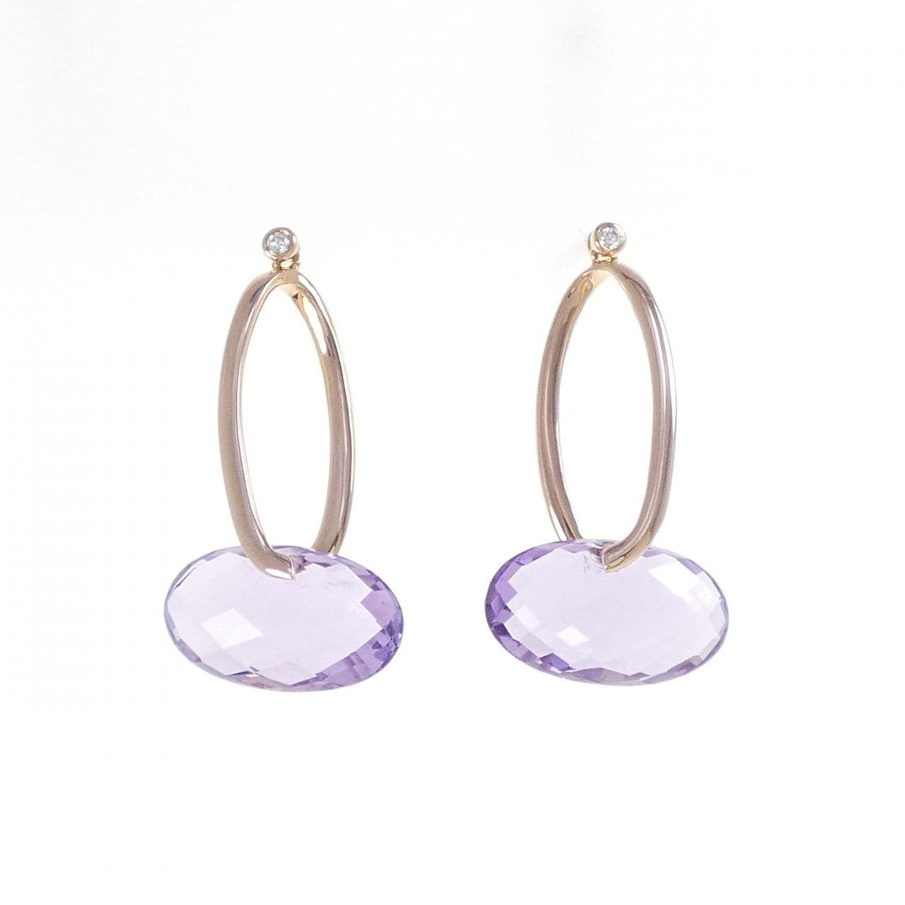 K18PG アメジスト ピアス 12.94CT