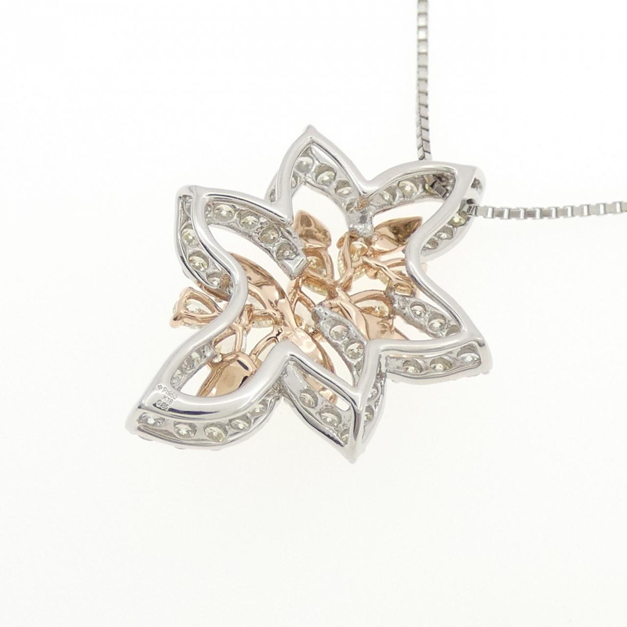 PT950/K18PG/PT850 フラワー ダイヤモンド ネックレス 0.85CT