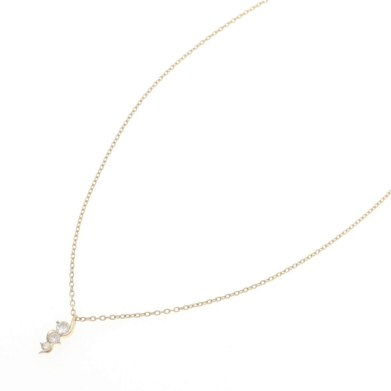 K18YG スリーストーン ダイヤモンド ネックレス 0.15CT