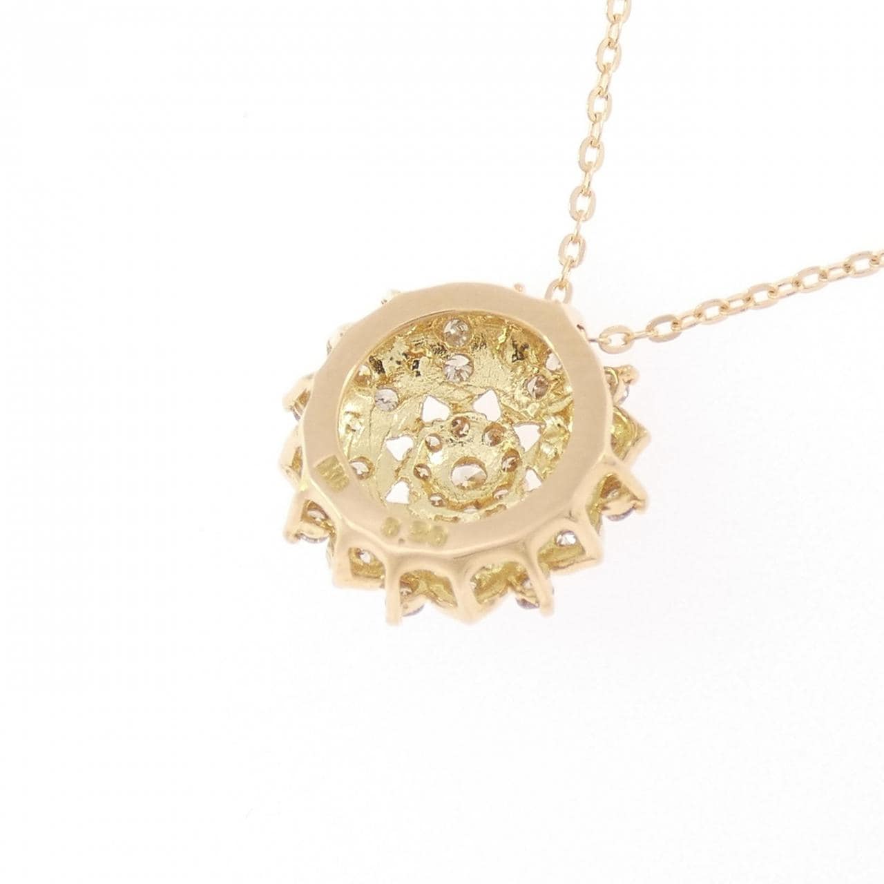 K18YG フラワー ダイヤモンド ネックレス 0.20CT