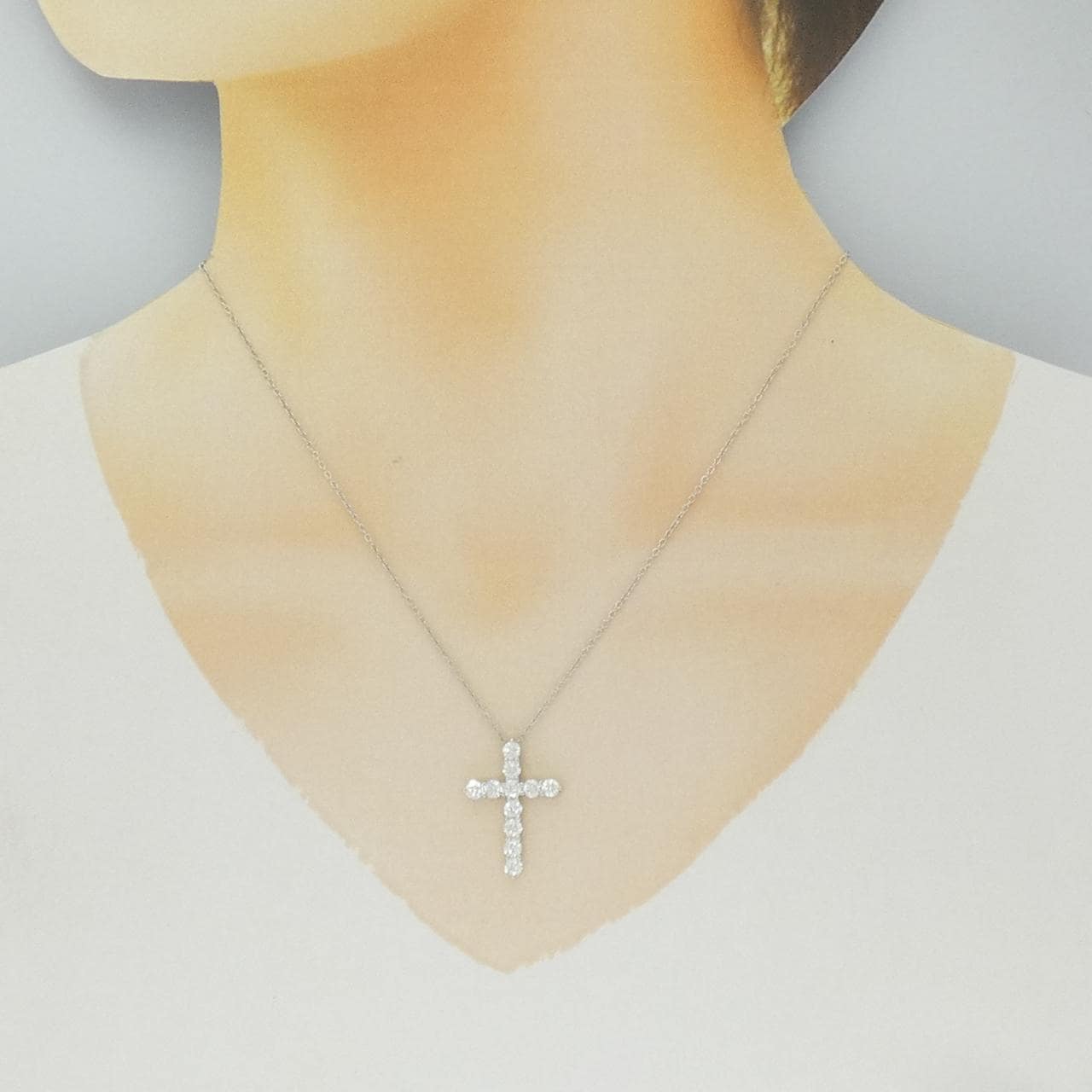 PT850 クロス ダイヤモンド ネックレス 1.19CT
