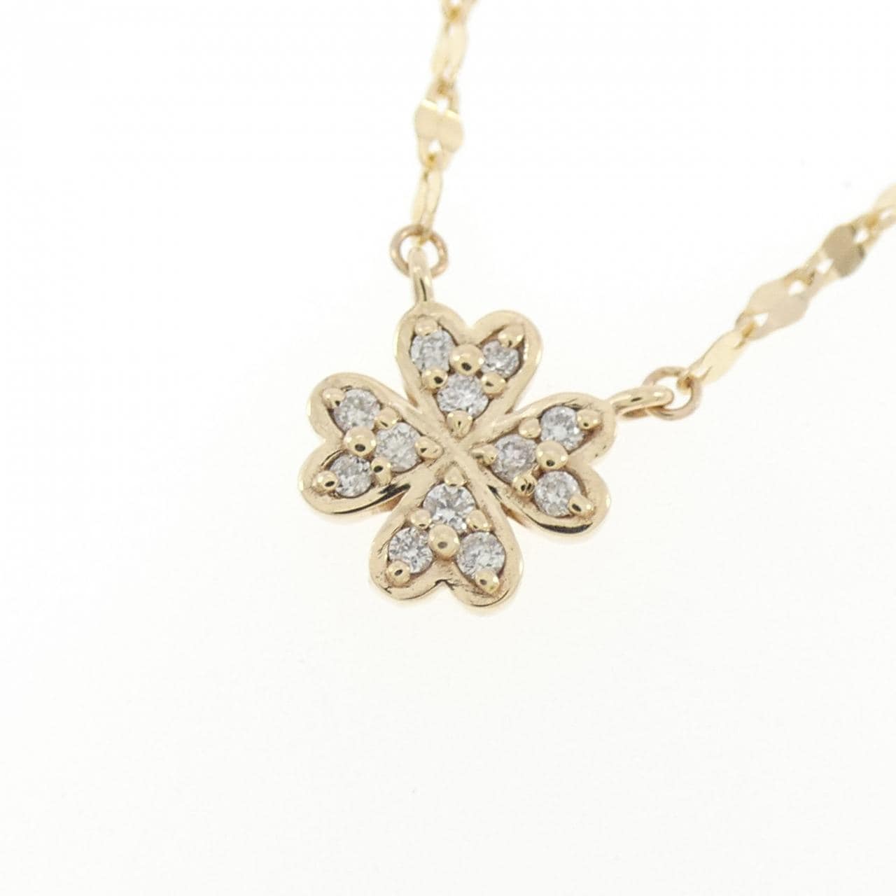 K10YG クローバー ダイヤモンド ネックレス 0.06CT