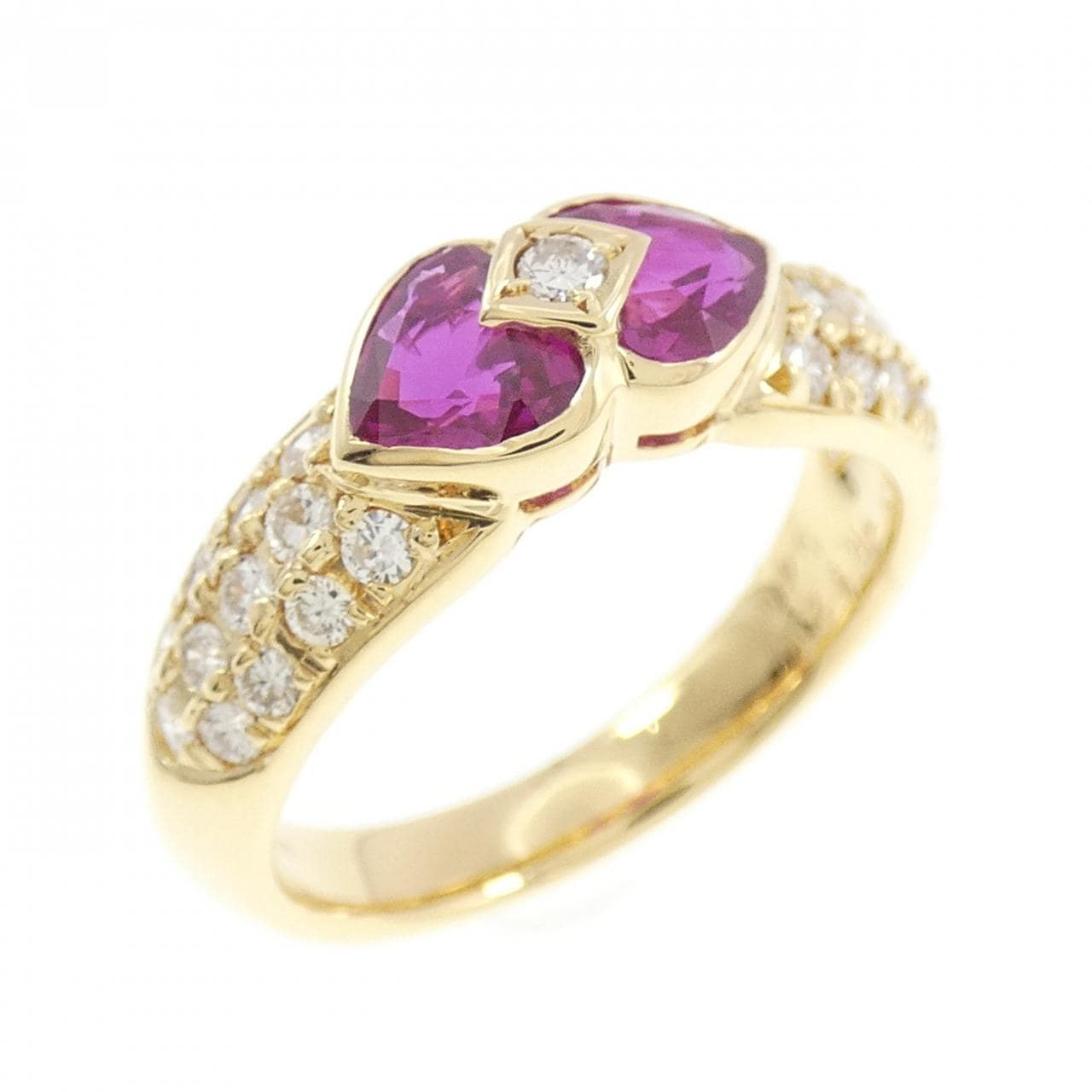 K18YG ハート ルビー リング 1.21CT