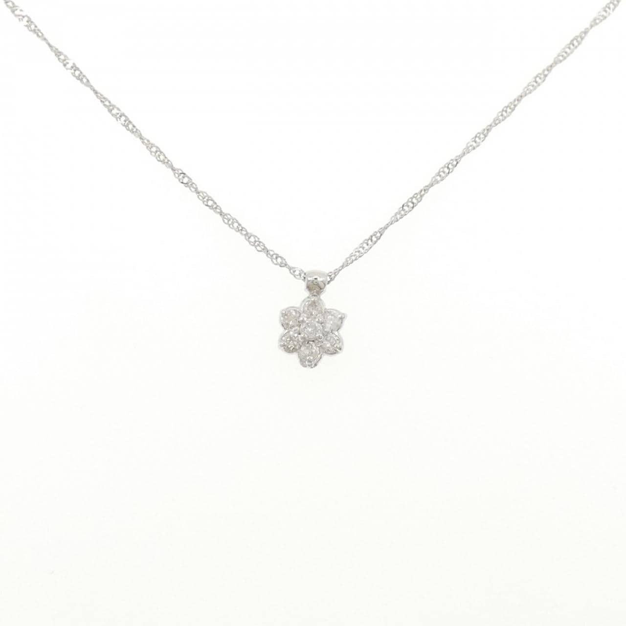 PT850 フラワー ダイヤモンド ネックレス 0.15CT
