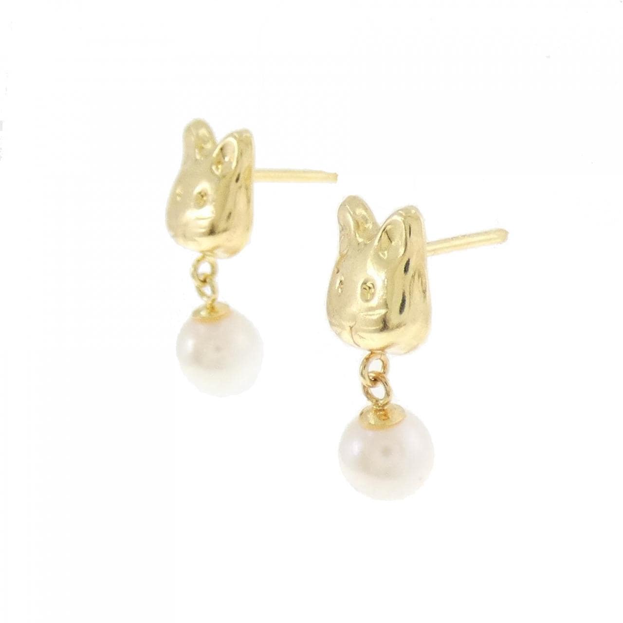 [BRAND NEW] K18YG Cat Akoya Pearl Earrings 4.2mm
