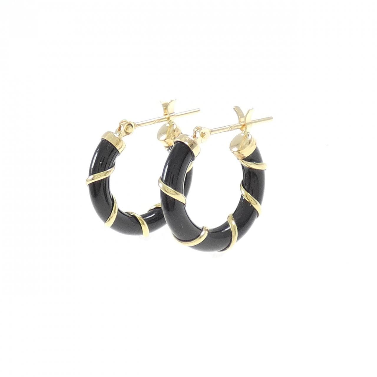 [BRAND NEW] K18YG onyx earrings