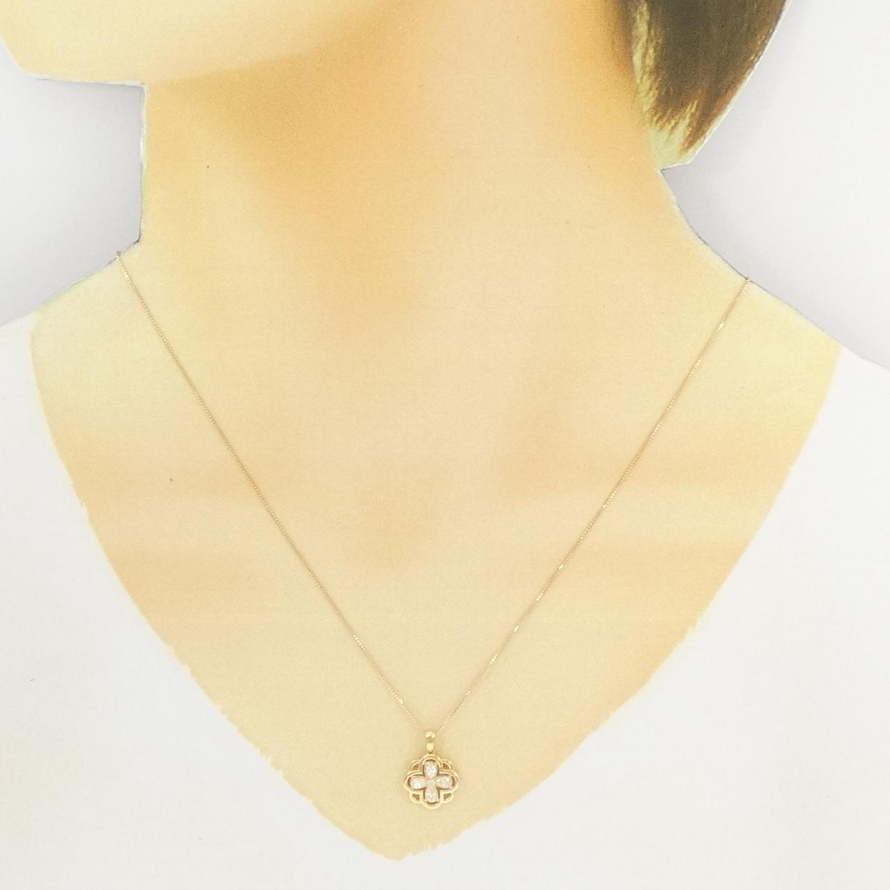 【新品】K18YG フラワー ダイヤモンド ネックレス 0.22CT