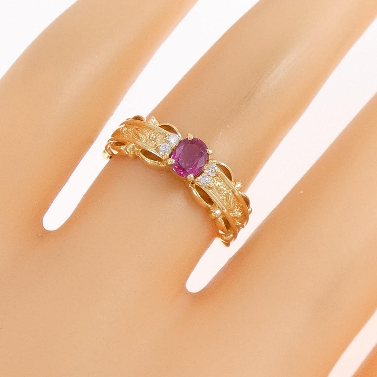 K18YG ルビー リング 0.33CT