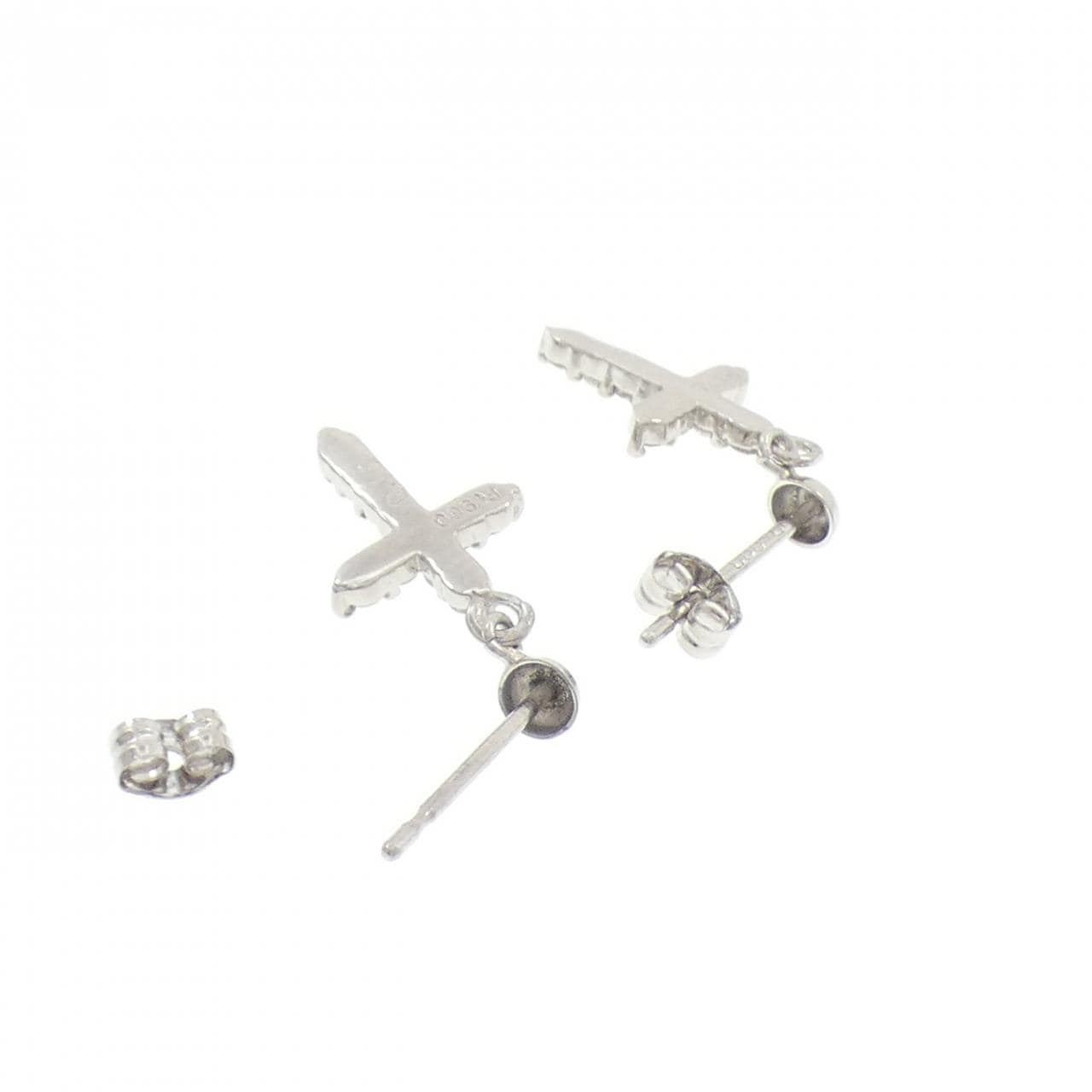 PT900 クロス ダイヤモンド ピアス 0.30CT