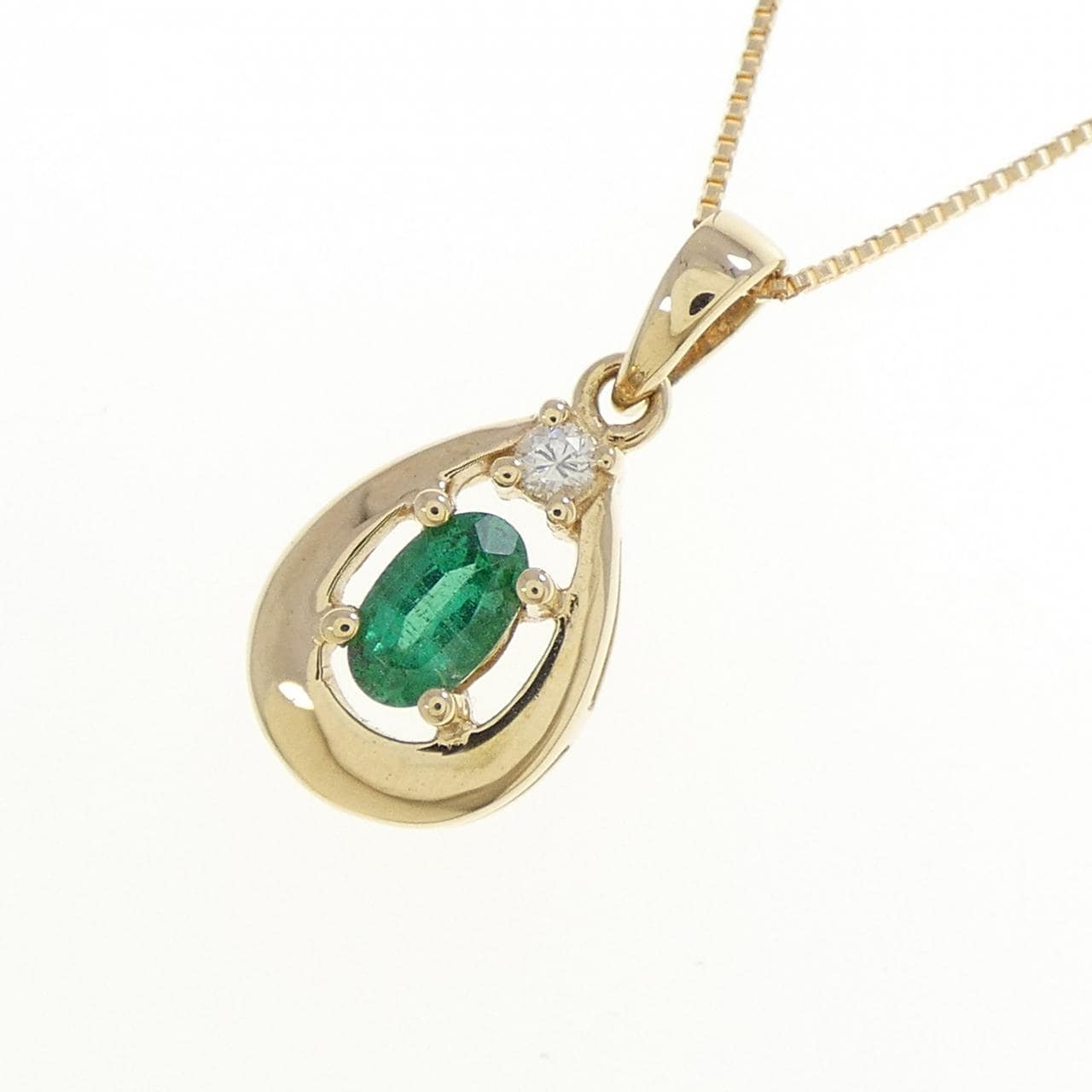 750YG/K18YG エメラルド ネックレス