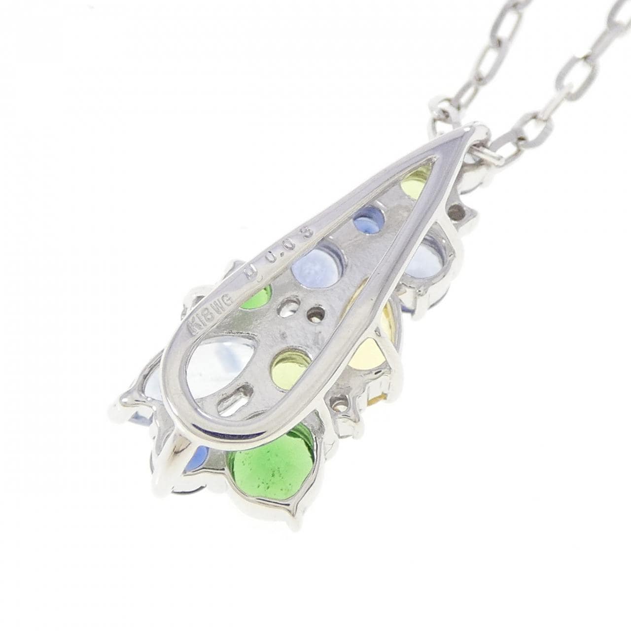 K18WG/750WG カラーストーン ネックレス