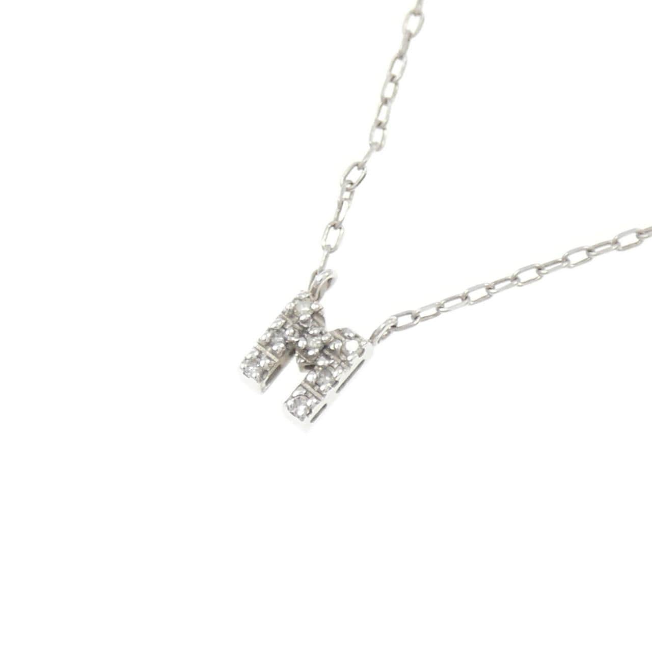 K10WG イニシャルM ダイヤモンド ネックレス 0.03CT