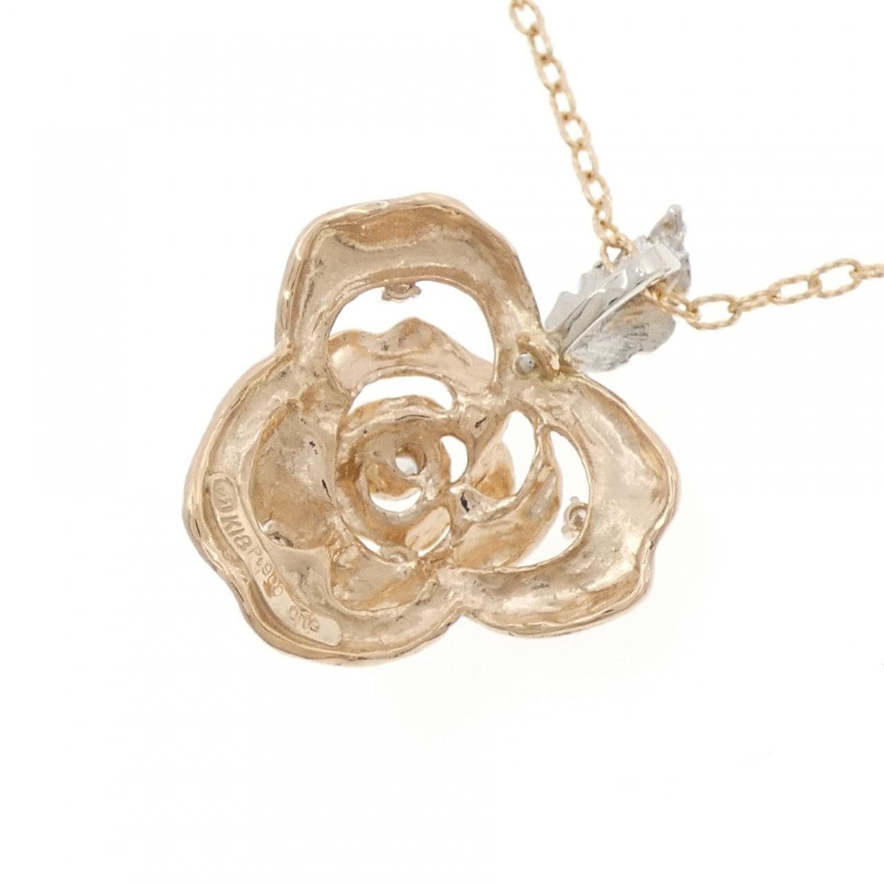 K18PG/PT900 ローズ ダイヤモンド ネックレス 0.19CT