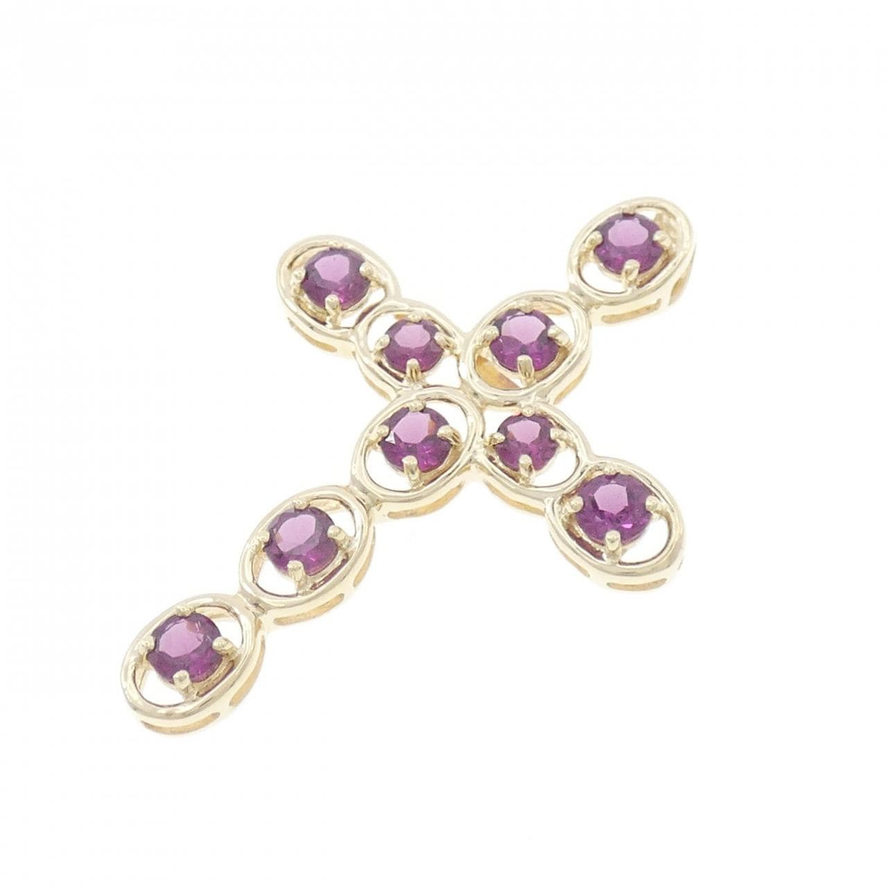 10KYG クロス ガーネット ペンダント