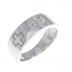 K18WG クロス ダイヤモンド リング 0.06CT