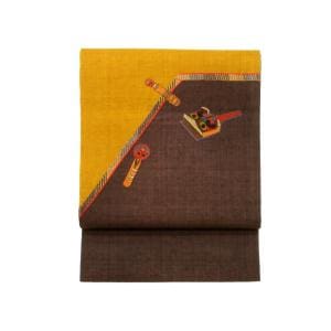 【未使用品】名古屋帯　紬織　刺繍加工