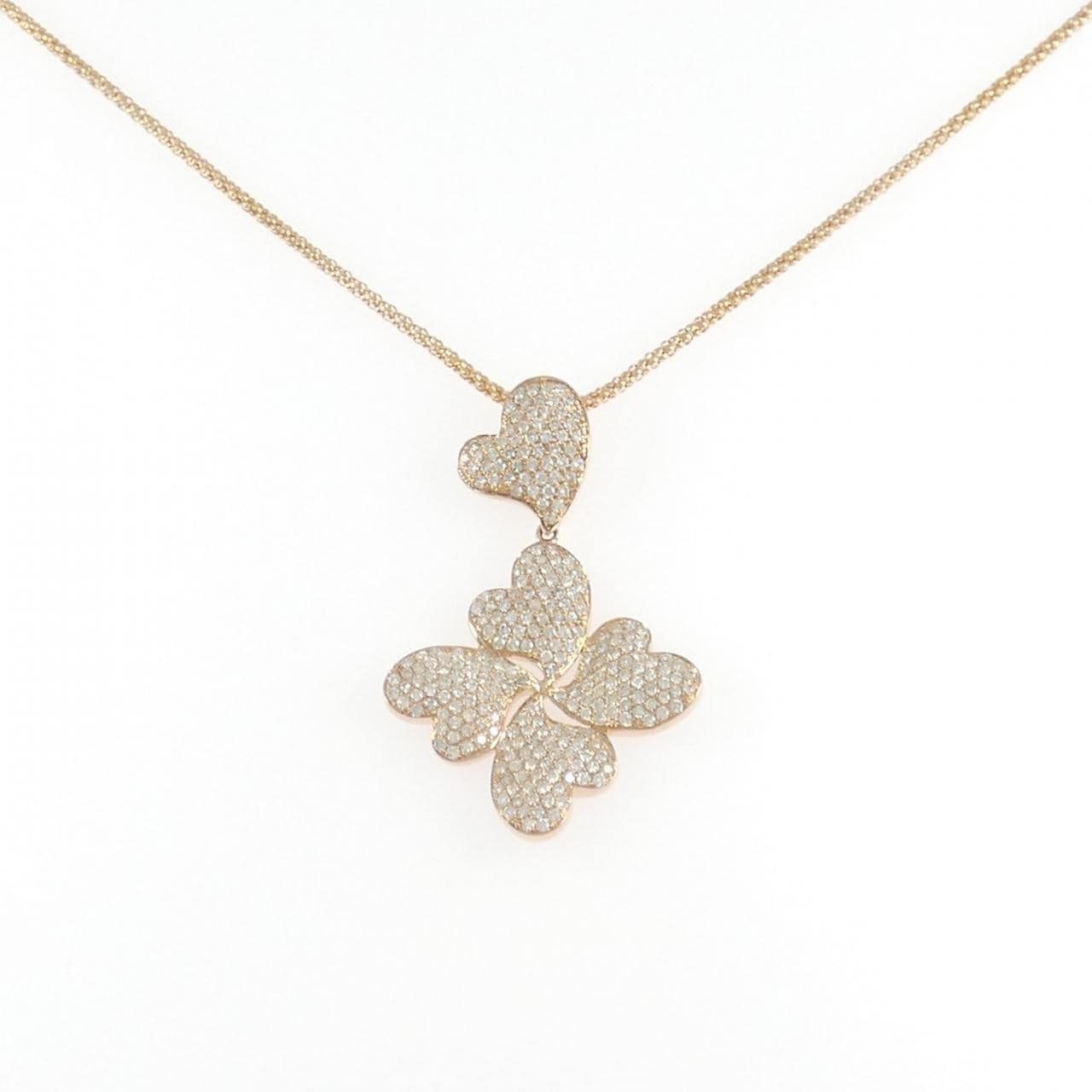 750PG/K18PG ハート ダイヤモンド ネックレス 1.55CT