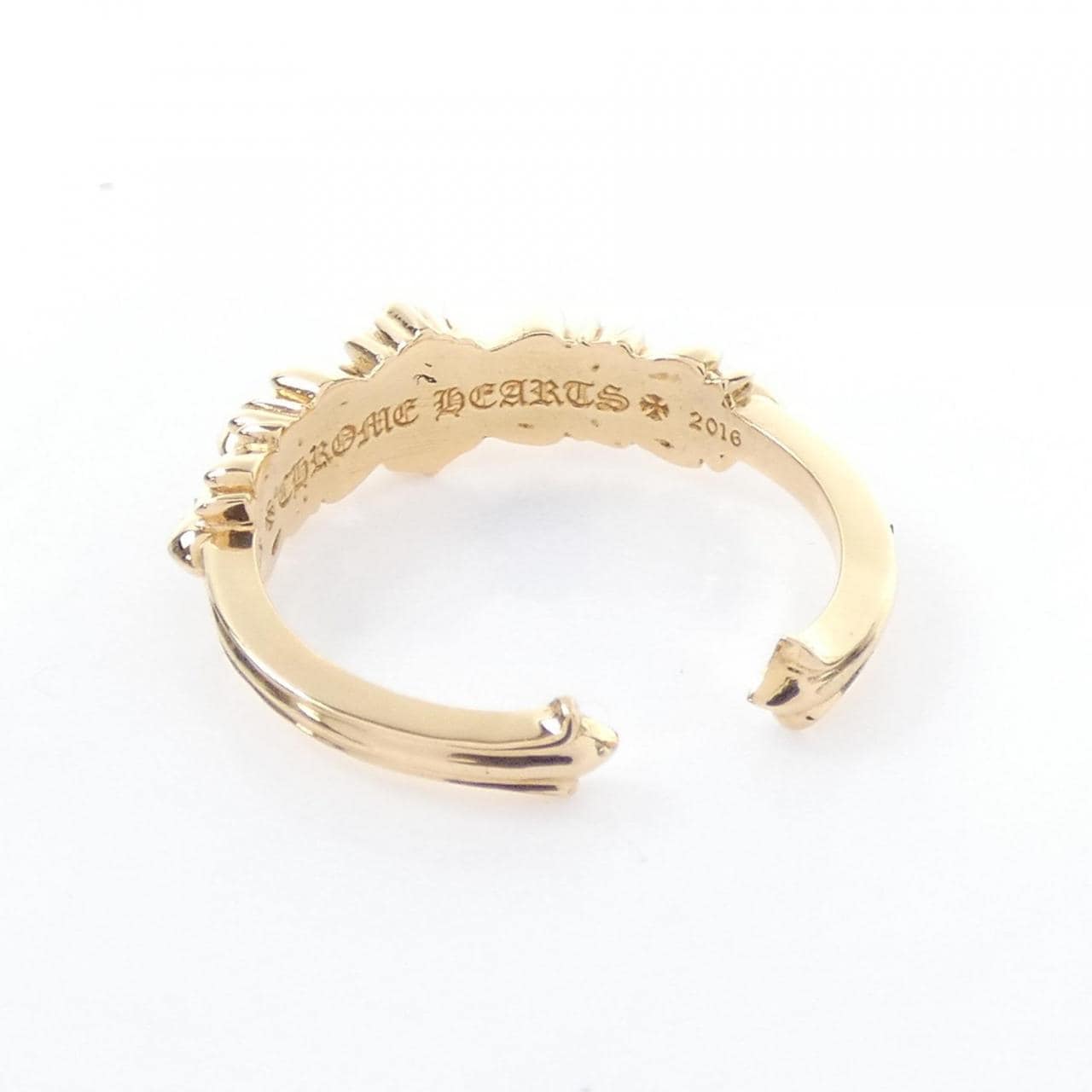 クロムハーツ CHROME HEARTS BABY CLSC DBL FLRL CRS OPEN GLD DMND 207159922GLDXXX002 RING