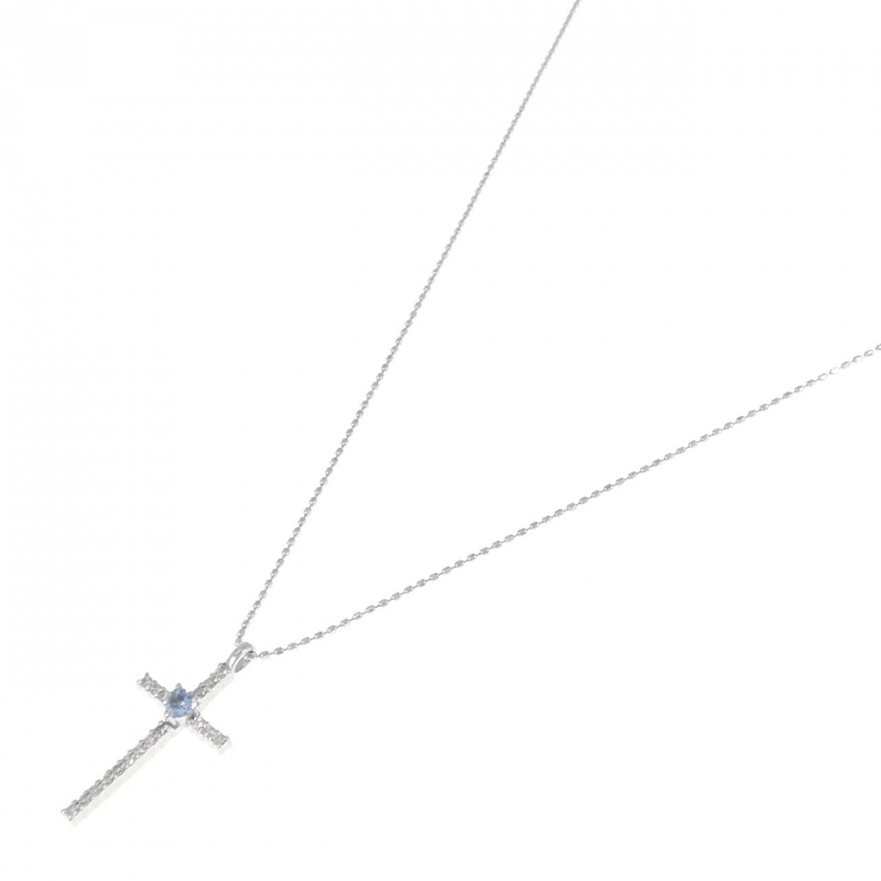 K18WG 十字海藍寶項鍊