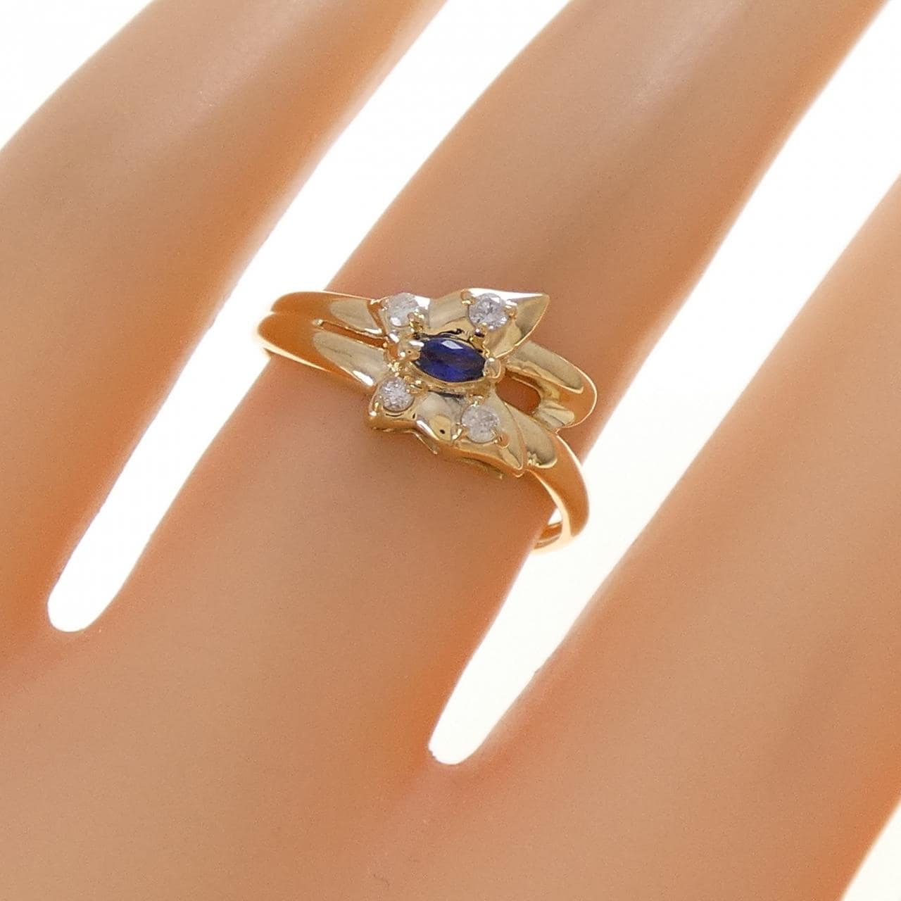 K18YG バタフライ サファイヤ リング