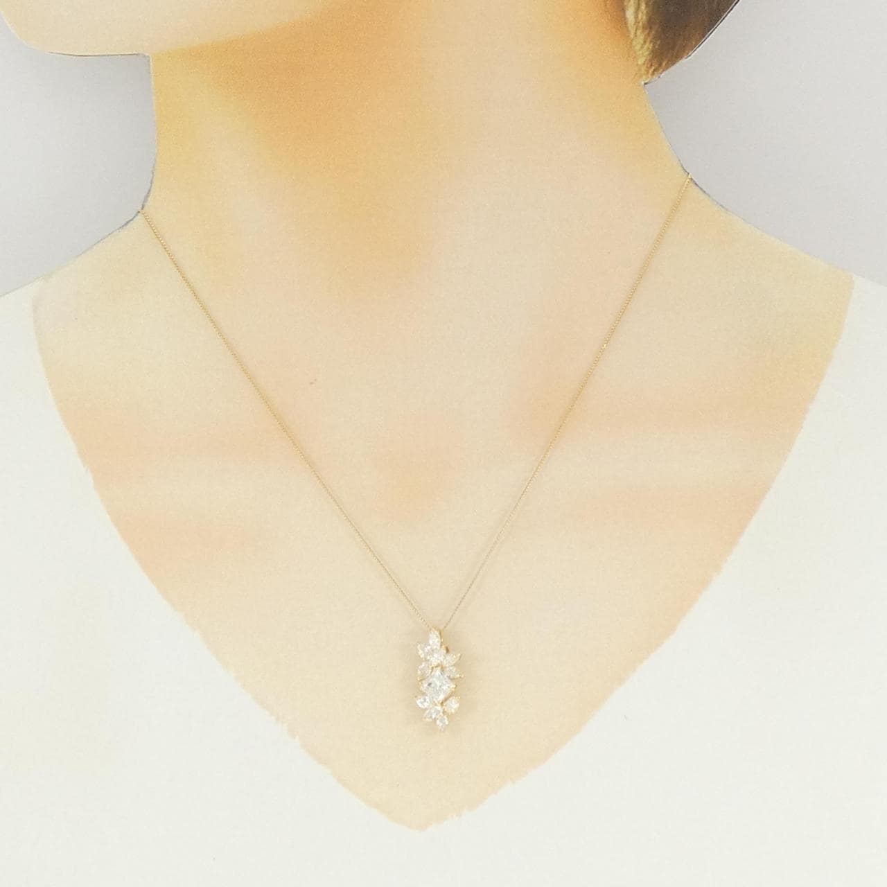 750YG/K18YG ダイヤモンド ネックレス 1.006CT I VS1 ファンシーカット