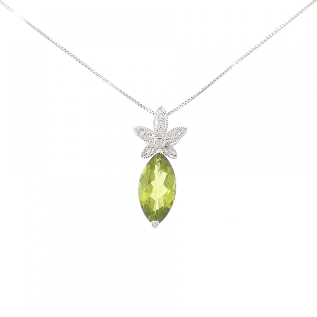 K18WG ペリドット ネックレス 3.13CT