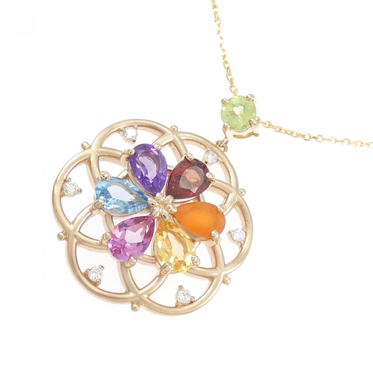 K18PG カラーストーン ネックレス