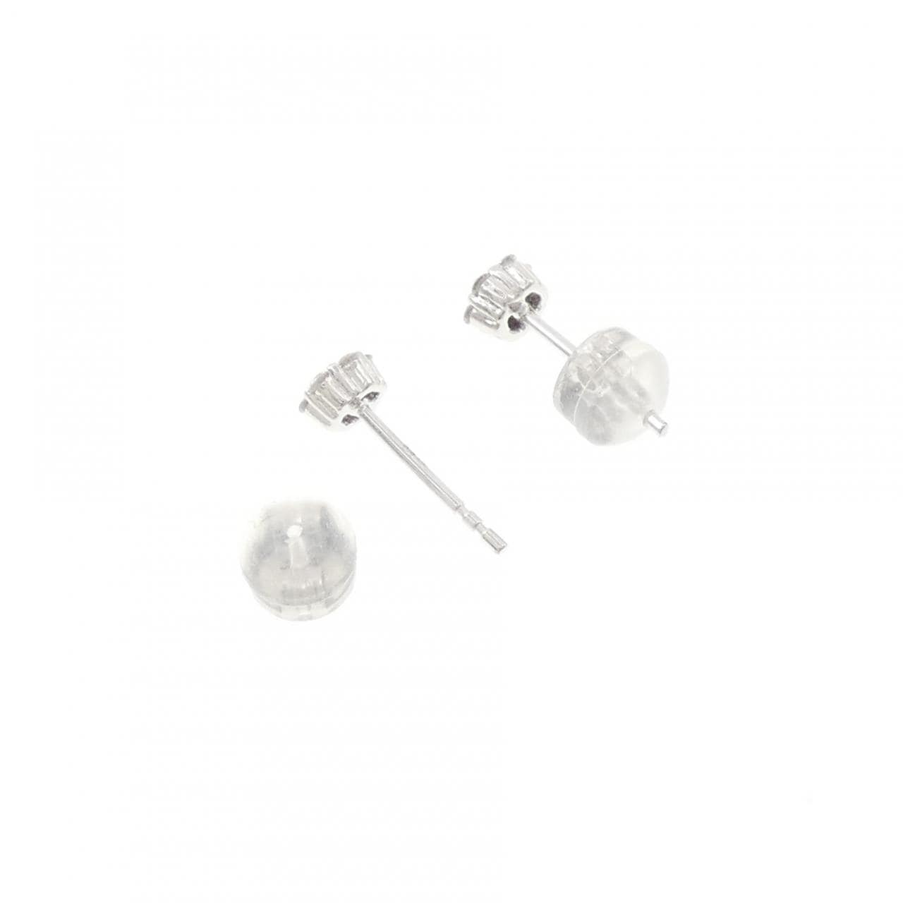 K18WG フラワー ダイヤモンド ピアス