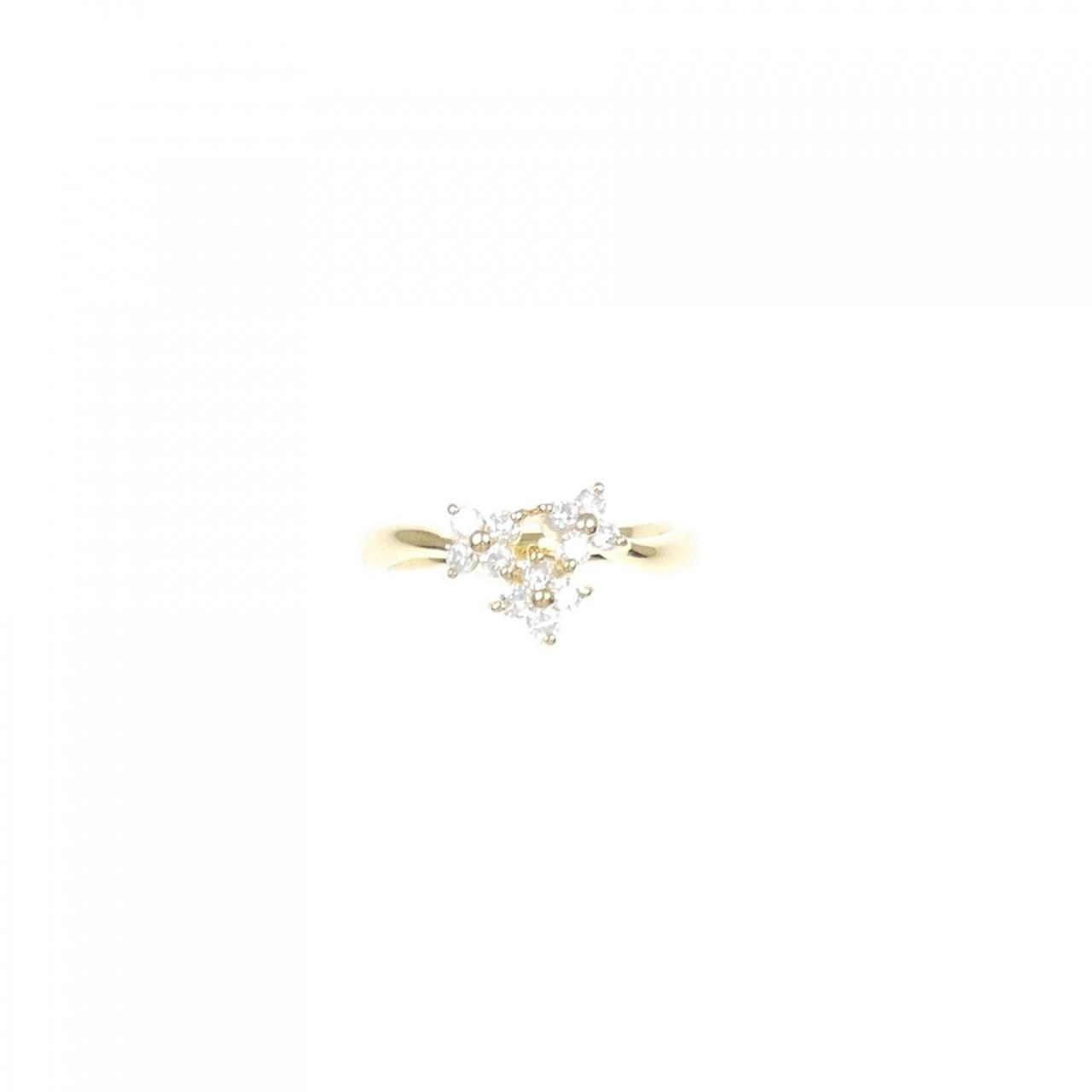 K18YG フラワー ダイヤモンド リング 0.32CT