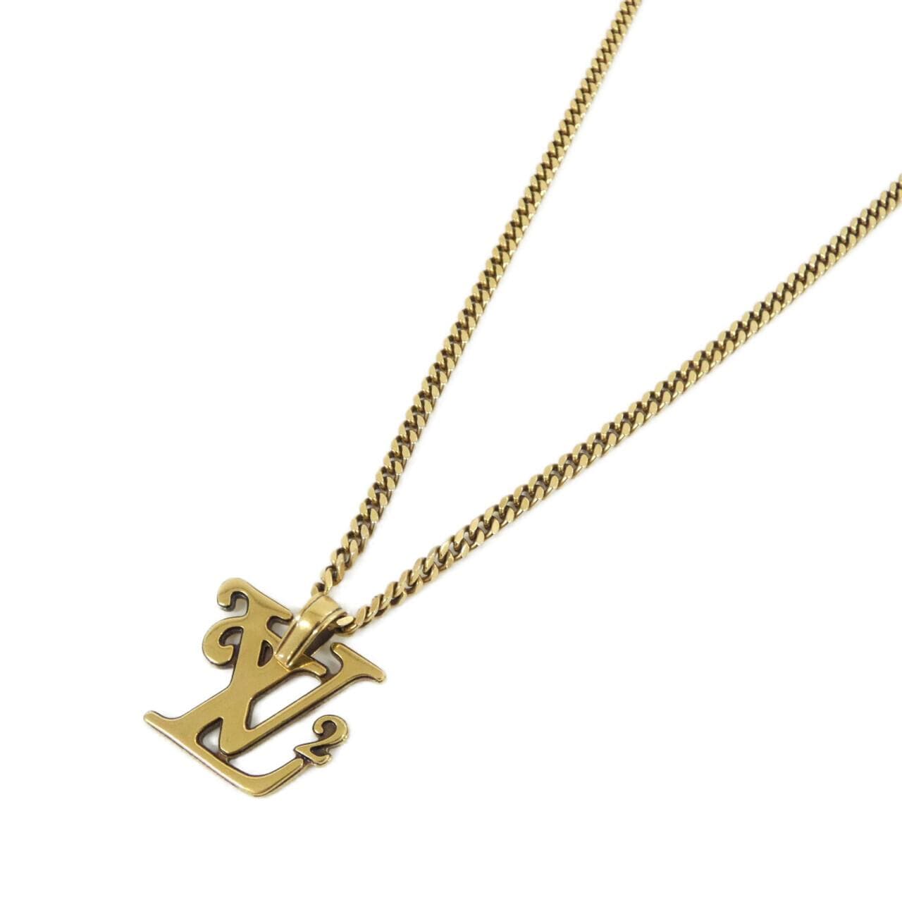 LOUIS VUITTON Collier Squared LV Gold MP2692 Necklace
