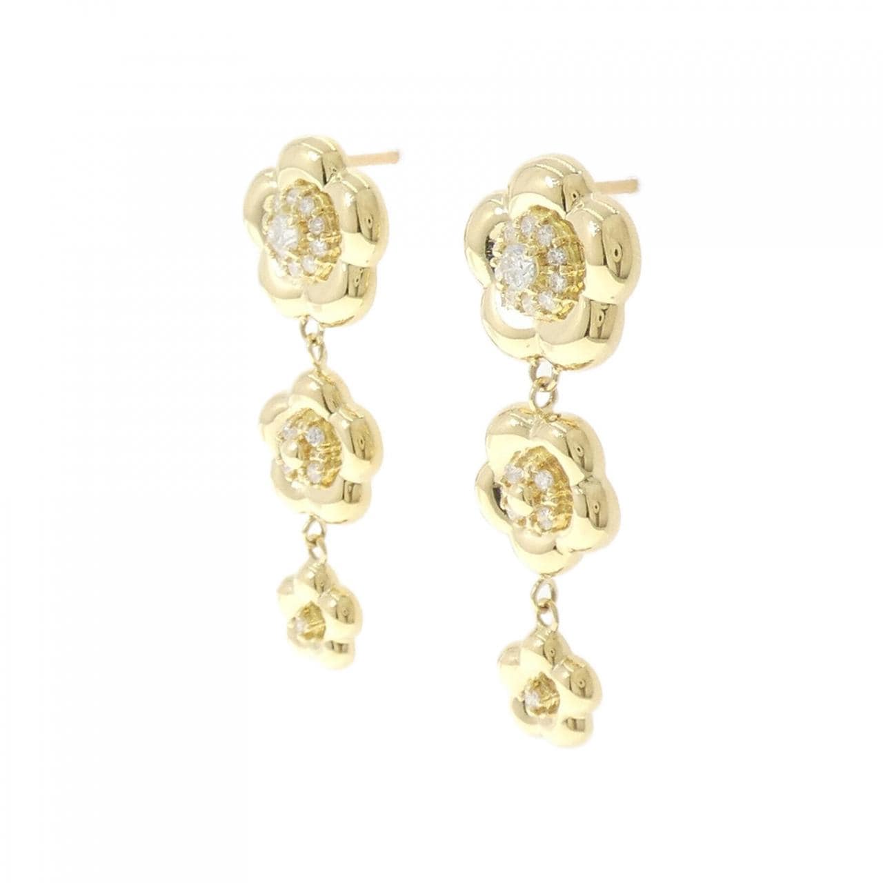 K18YG フラワー ダイヤモンド ピアス 0.50CT