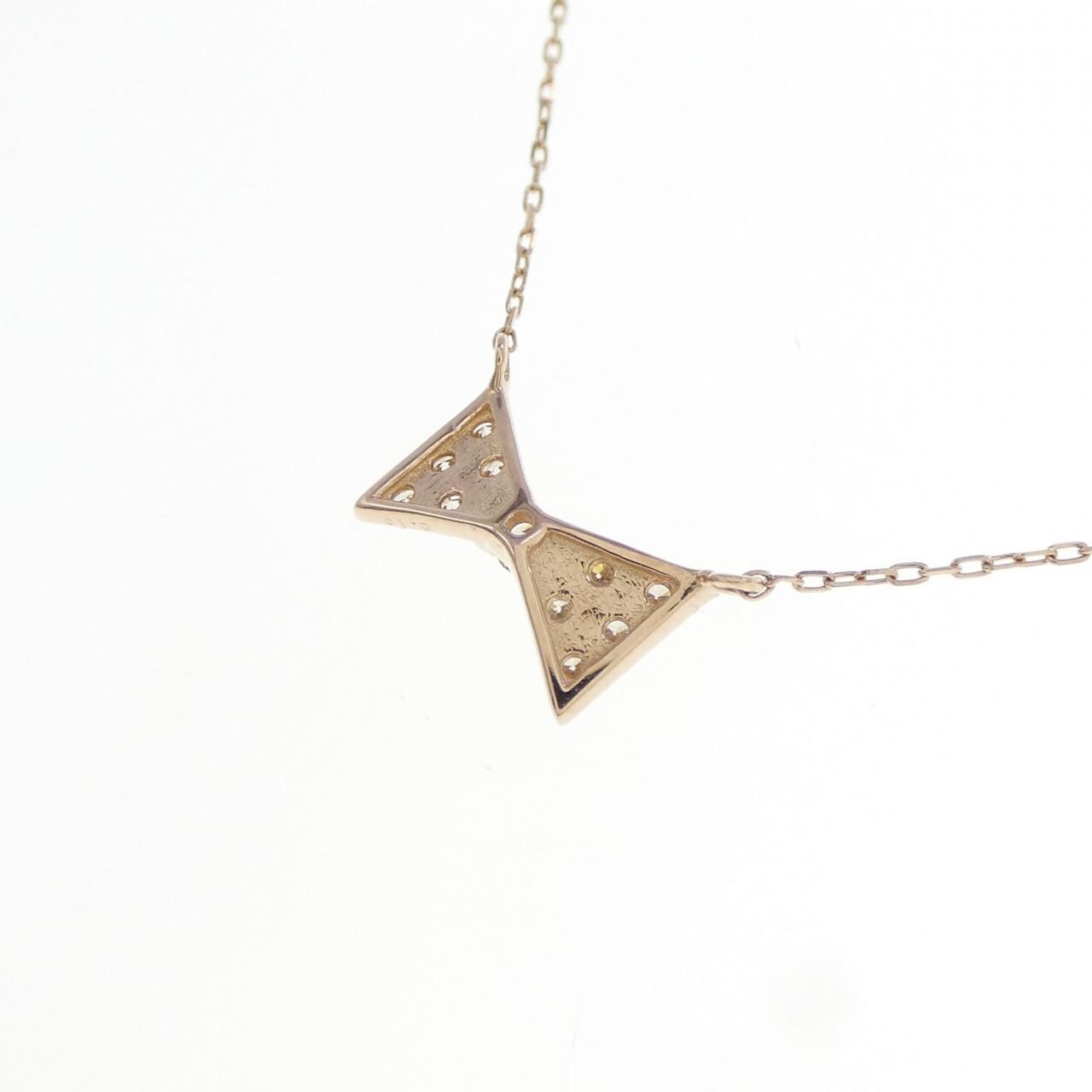 K18PG リボン ダイヤモンド ネックレス 0.10CT
