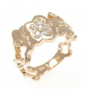 K18PG フラワー ダイヤモンド ピンキー リング 0.05CT