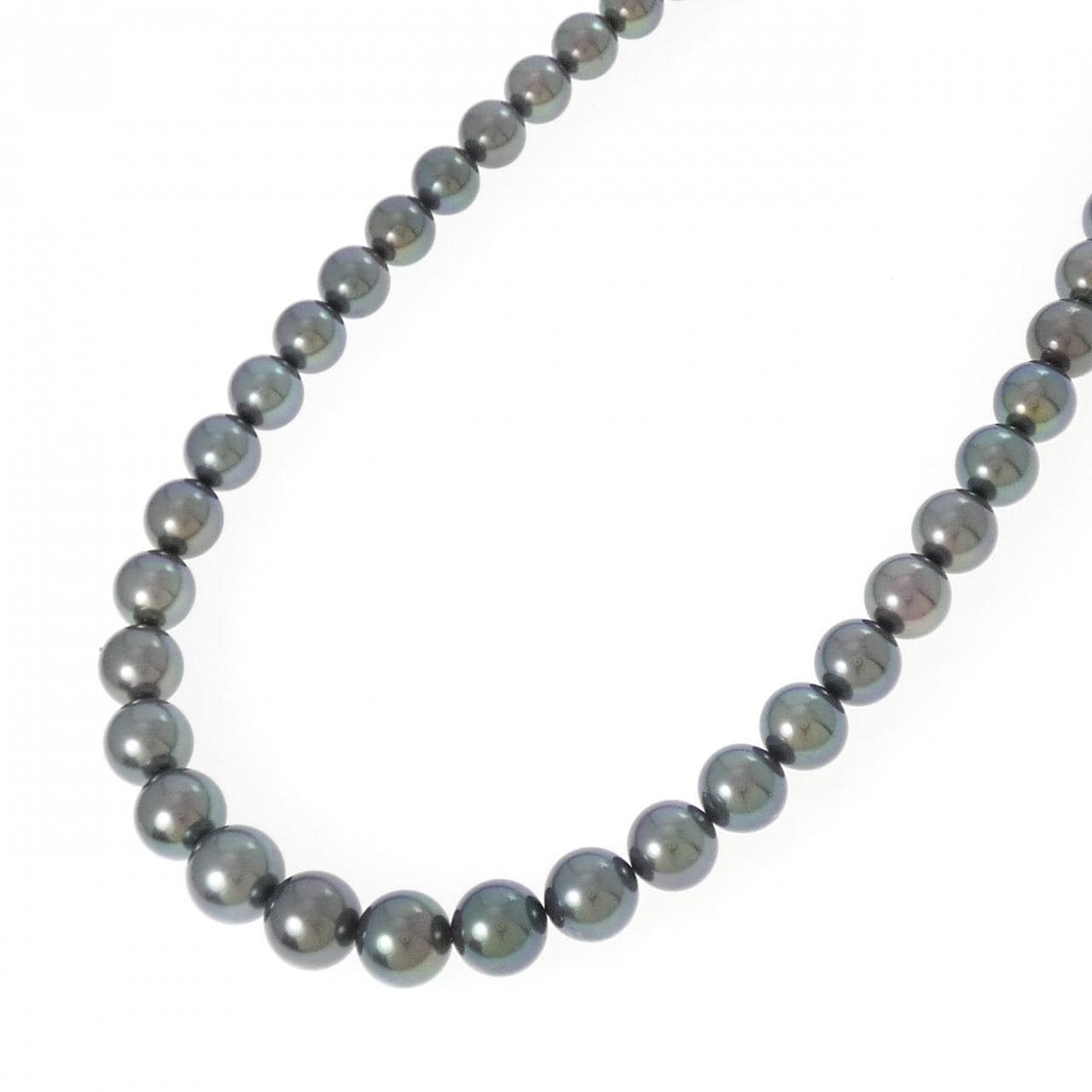 シルバークラスプ 黒蝶パール ネックレス 8-10.5mm