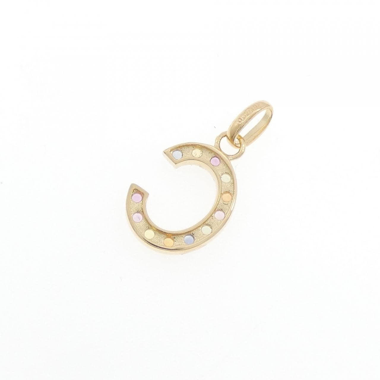 【新品】18K黄金字母C蓝宝石吊坠，0.20克拉