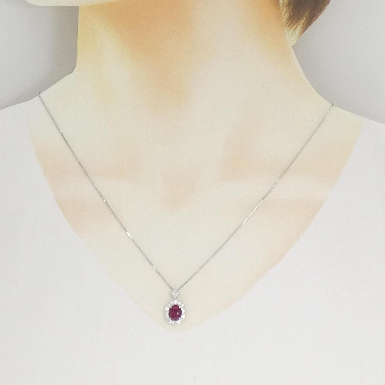 K18WG ルベライトトルマリン ネックレス 1.35CT