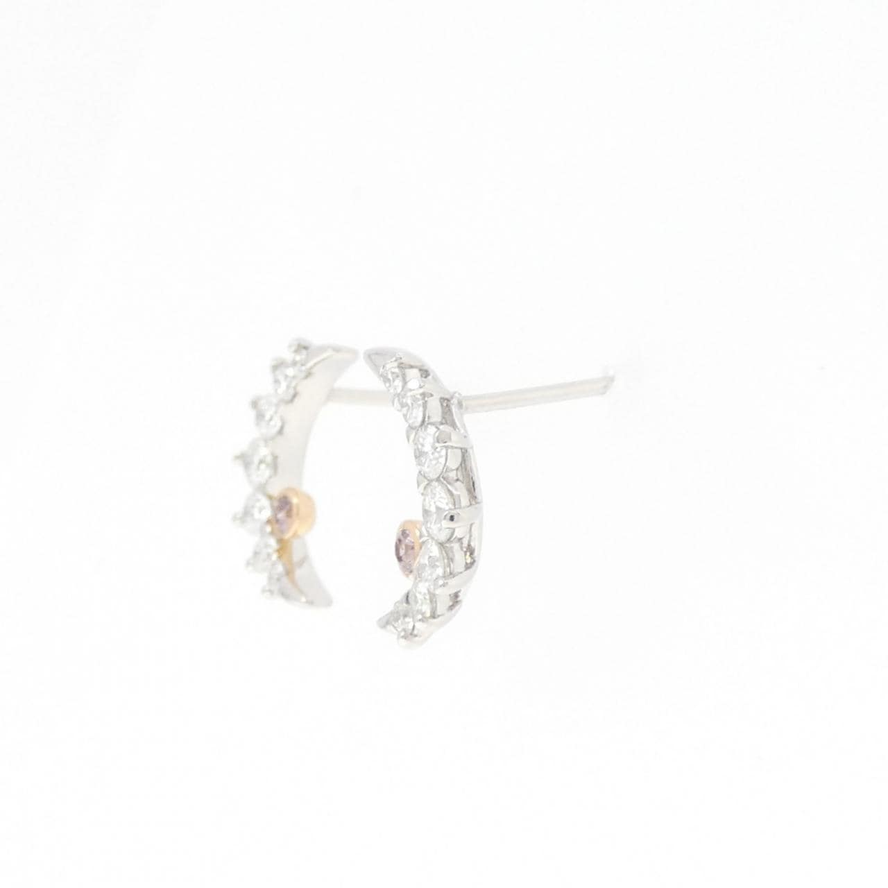 PT/K18PG ムーン ピンクダイヤモンド ピアス 0.05CT