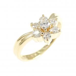 K18YG フラワー ダイヤモンド リング 0.30CT