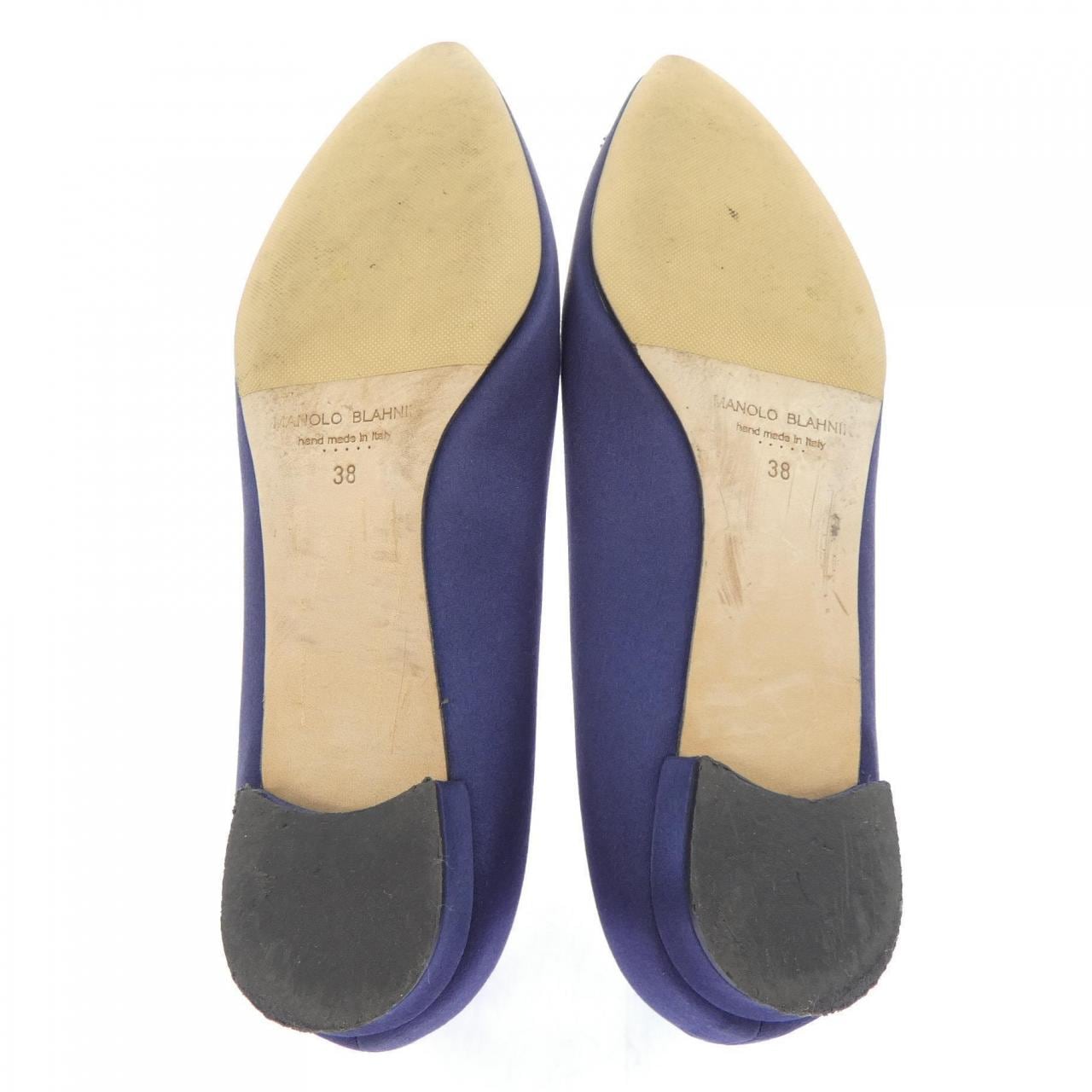 マノロブラニク MANOLO BLAHNIK HANGISIFLAT サテン フラットシューズ
