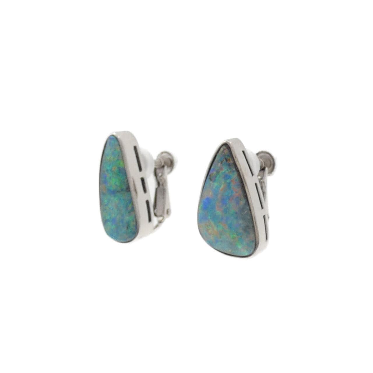 K18WG ボルダーオパール イヤリング 7.25CT