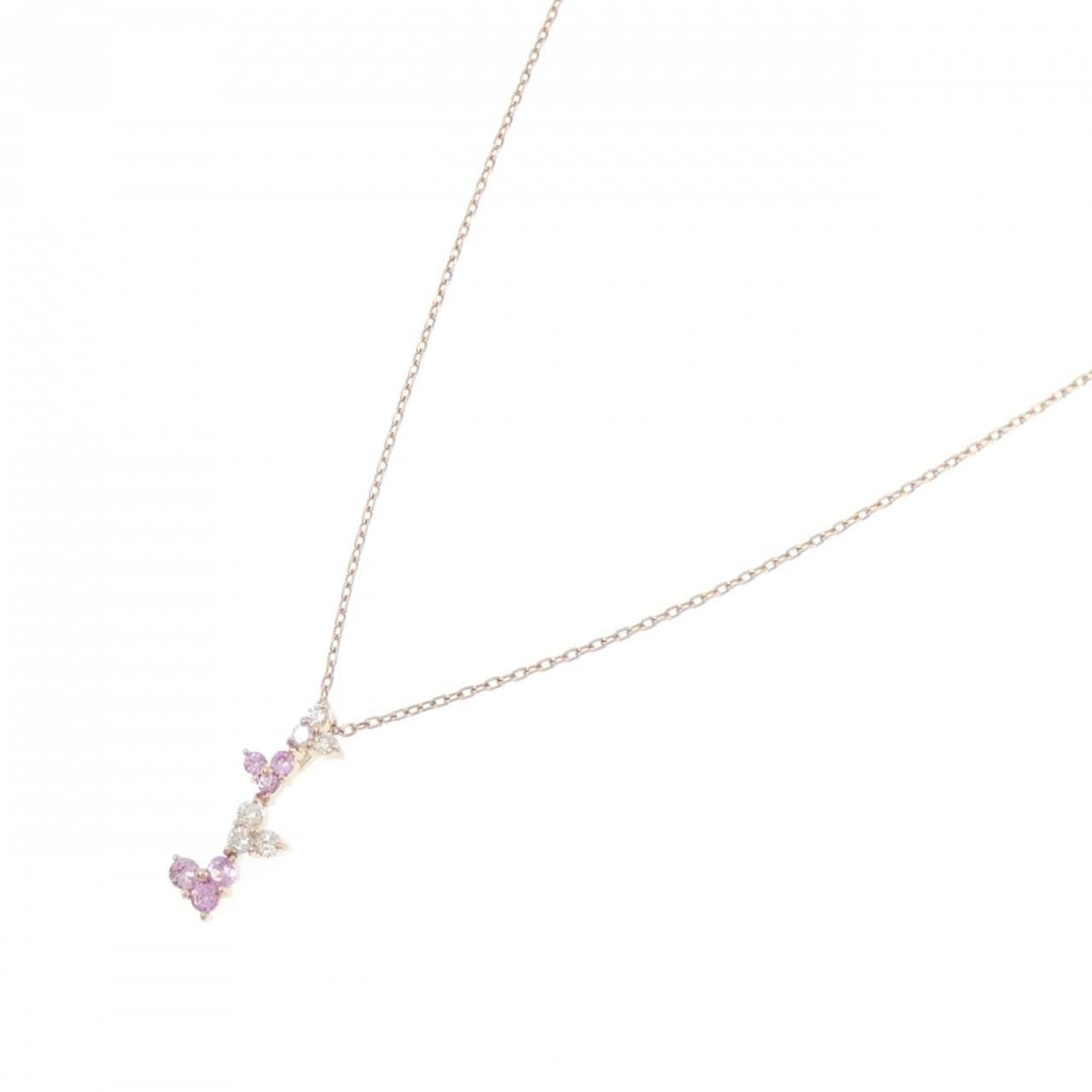 K18PG ハート サファイヤ ネックレス