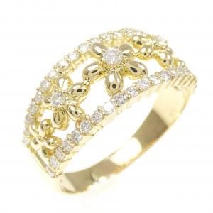 K18YG フラワー ダイヤモンド リング 0.45CT