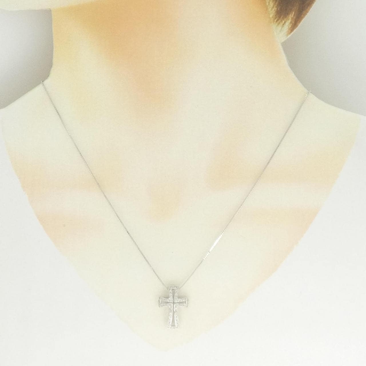 K18WG クロス ダイヤモンド ネックレス 0.30CT