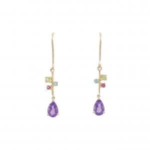 14KYG カラーストーン ピアス