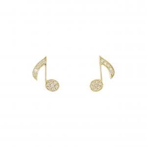 【新品】K18YG 音符 ダイヤモンド ピアス 0.10CT