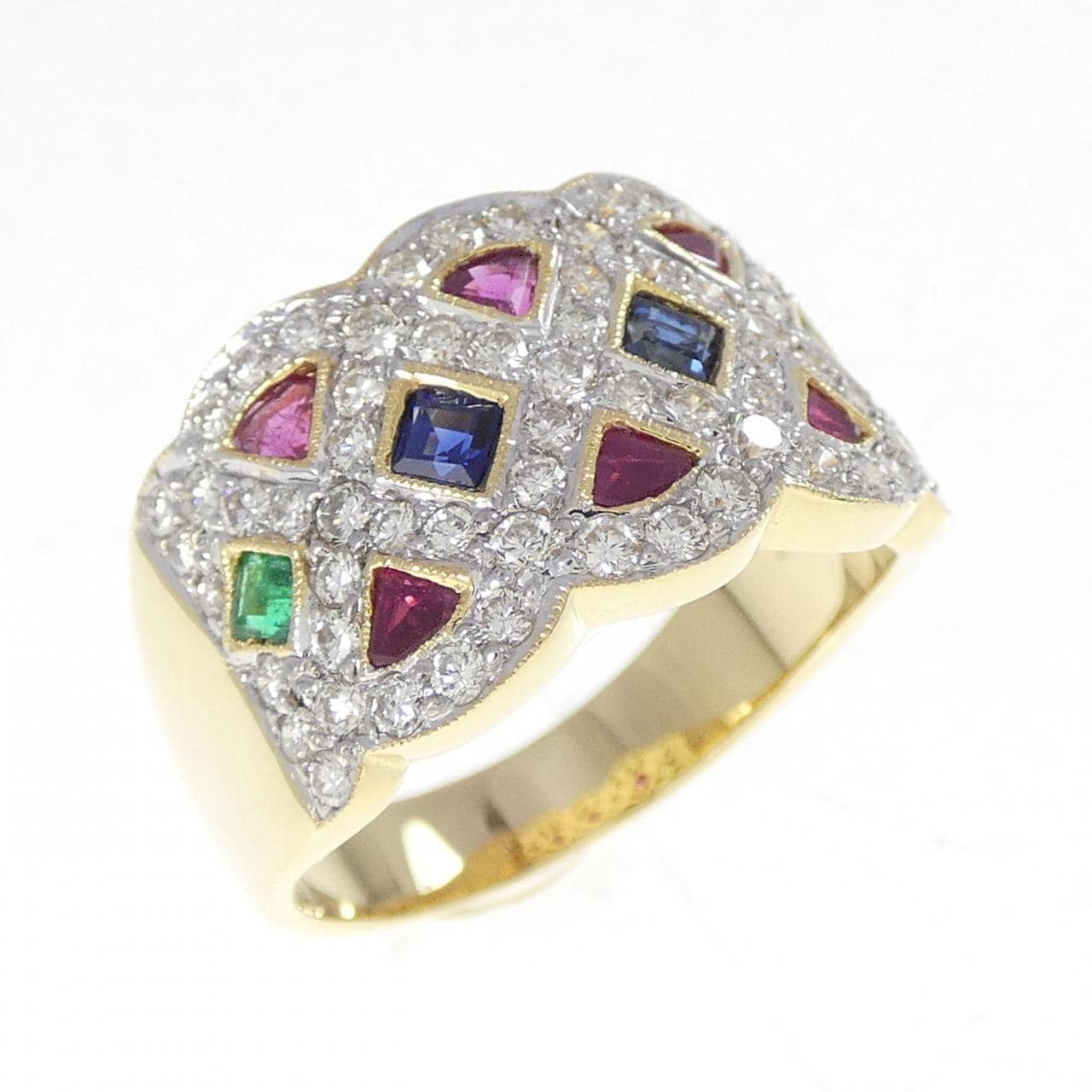 K18YG/K18WG カラーストーン リング