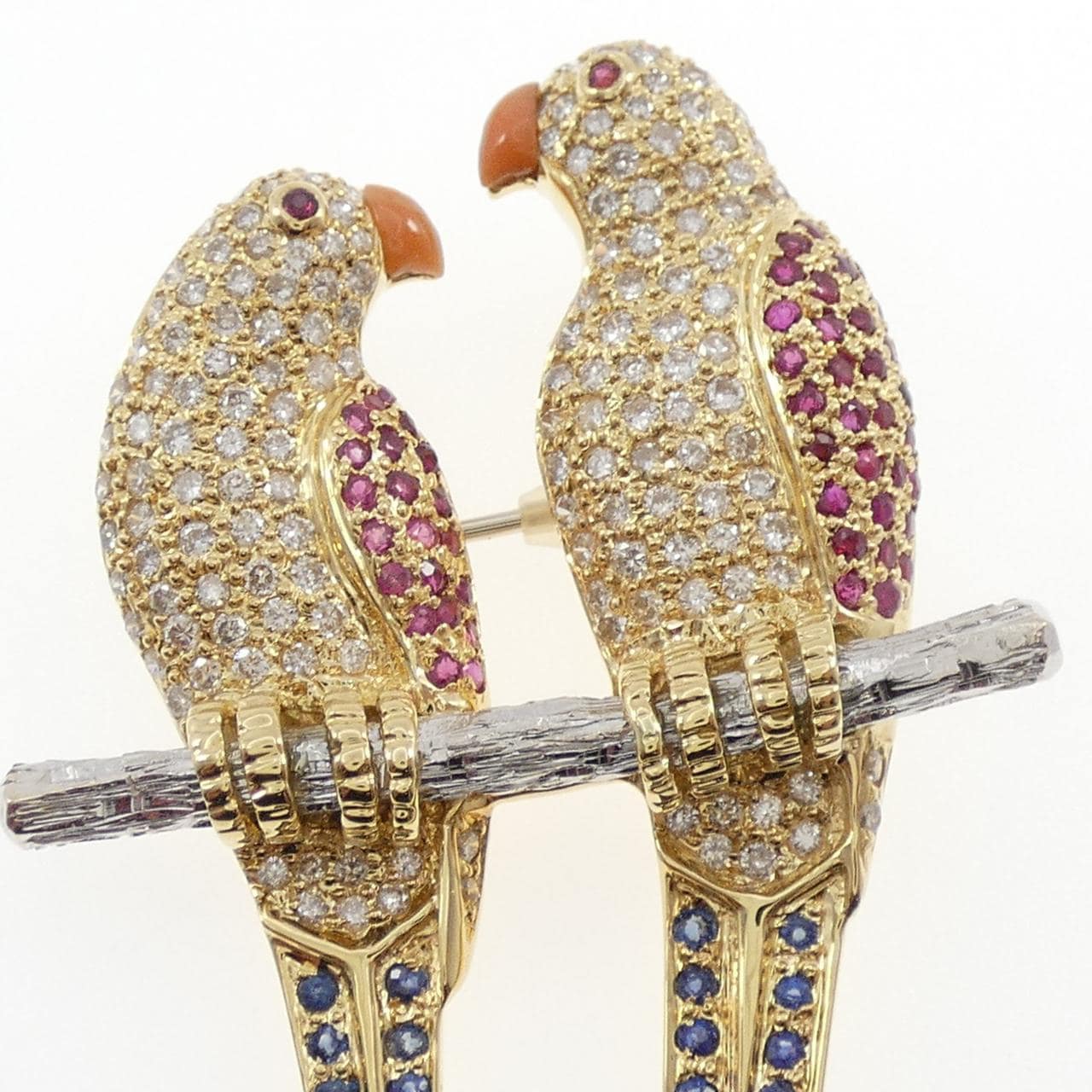 K18YG/K18WG カラーストーン ブローチ