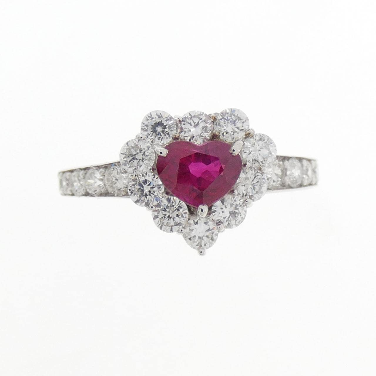 K18WG ハート ルビー リング 0.508CT
