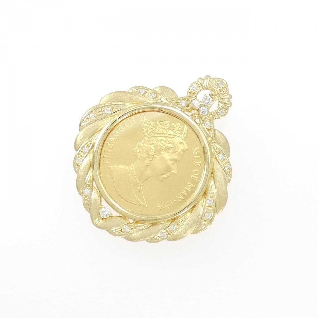 K18YG(枠) ダイヤモンド コイン ペンダント 0.23CT