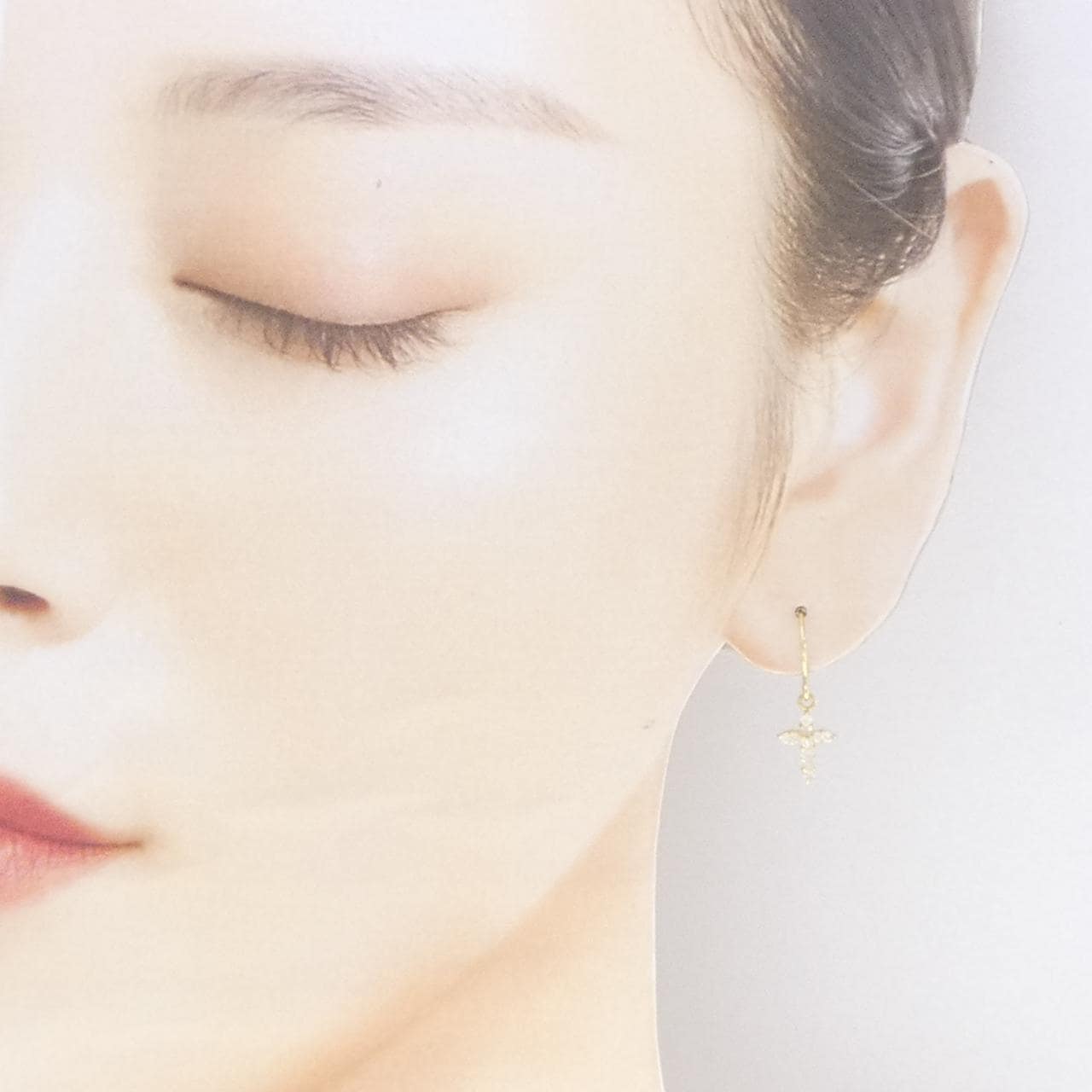 K18YG クロス ダイヤモンド ピアス 0.2CT
